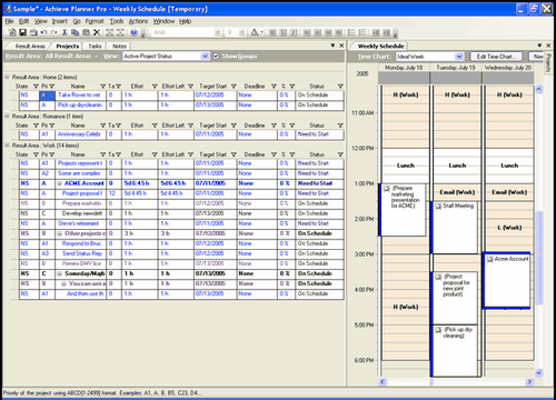 Screenshot of Achieve Planner