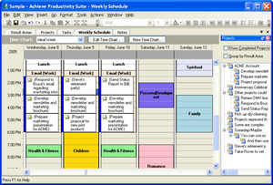 Weekly schedule helps you plan your work and manage your personal time.